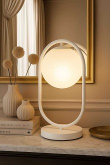 Lampka nocna stołowa elegancka white Milano Ring 