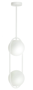 Lampa wisząca biała Milano Ring podwójna mleczne kule 
