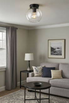 Plafon czarny szklana przezroczysta kula MADRID