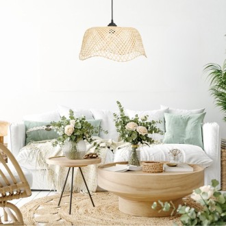 Lampa wisząca czarna BOHO Weranda bambusowa 40cm TH33