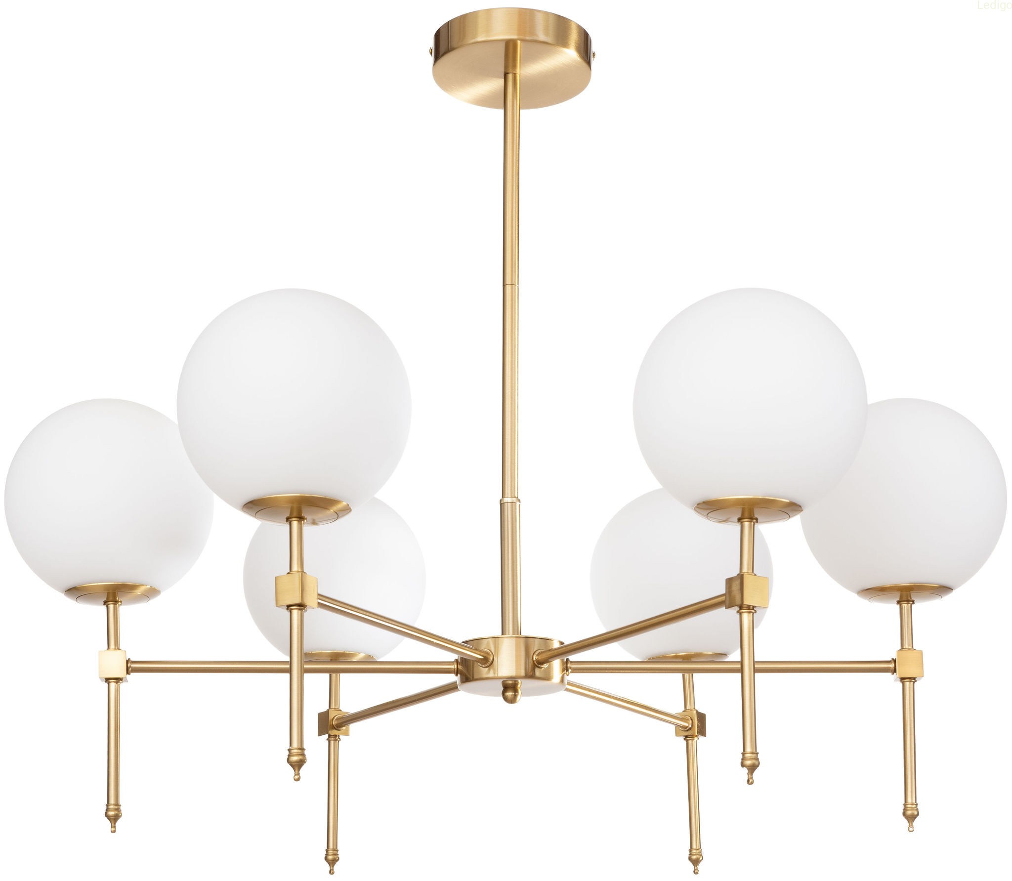 Lampa sufitowa złota Milano żyrandol 6 kloszy mleczne kule.jpg