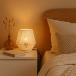 Lampa stołowa strunowa pleciona BOHO biała