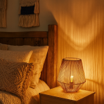 Lampa stołowa strunowa pleciona BOHO naturalna