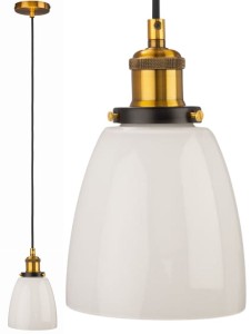 Lampa wisząca szklana kubełek mleczna biała