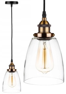 Lampa wisząca szklana kubełek przezroczysta