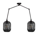 Lampa sufitowa metalowa podwójna abażur bambus BLACK DUO