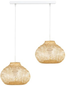 Lampa podwójna listwa biała abażur bambusowy TH04S 