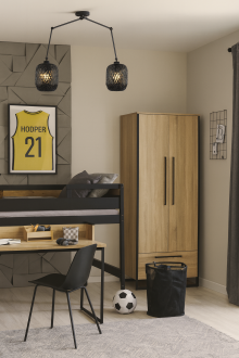 Lampa sufitowa metalowa podwójna abażur bambus BLACK DUO