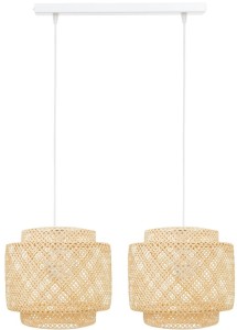 Lampa podwójna listwa biała abażur bambusowy TH36 
