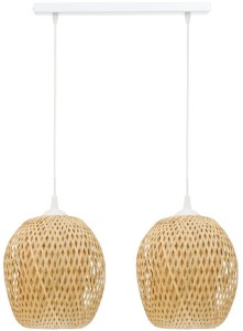 Lampa podwójna listwa biała abażur bambusowy DMT50