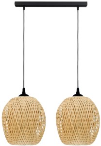 Lampa podwójna listwa czarna abażur bambusowy DMT50
