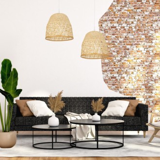 Lampa podwójna listwa biała abażur bambusowy PHU09