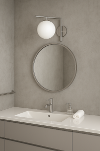 Kinkiet silver Milano Sun mleczna kula