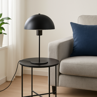 Lampka nocna stołowa metalowa czarna kopuła ZLA7215