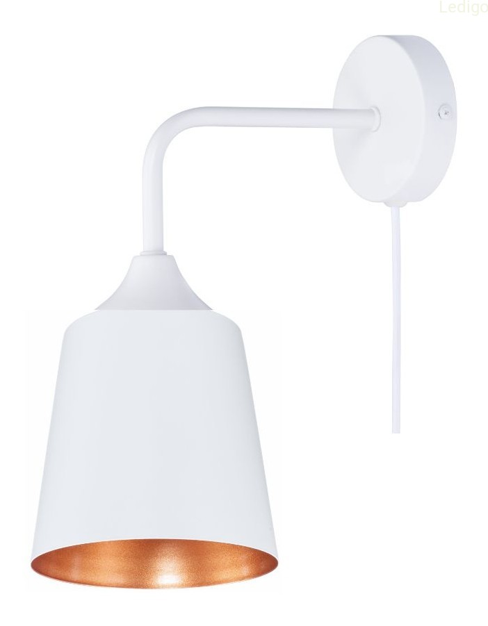 Kinkiet ścienny retro Rustic stożek biały z kablem.jpg