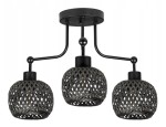 Lampa sufitowa żyrandol 3 klosze czarne bambusowe