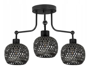 Lampa sufitowa żyrandol 3 klosze czarne bambusowe