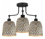 Lampa sufitowa żyrandol 3 klosze bambusowe dwukolorowe