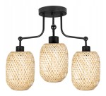 Lampa sufitowa żyrandol 3 klosze naturalne bambusowe boho
