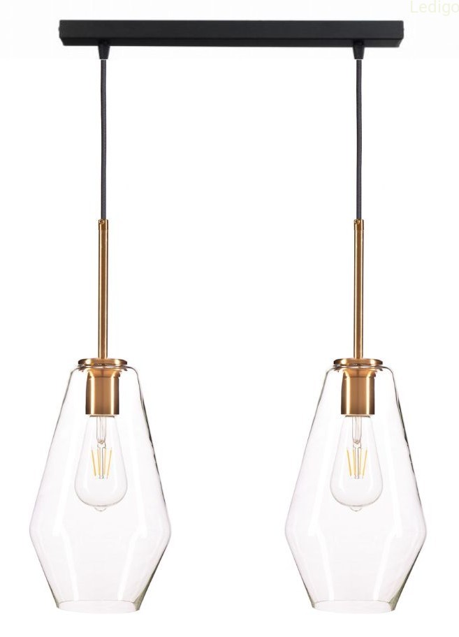 Lampa wisząca na listwie podwójna Paris długa szklana clear.jpg