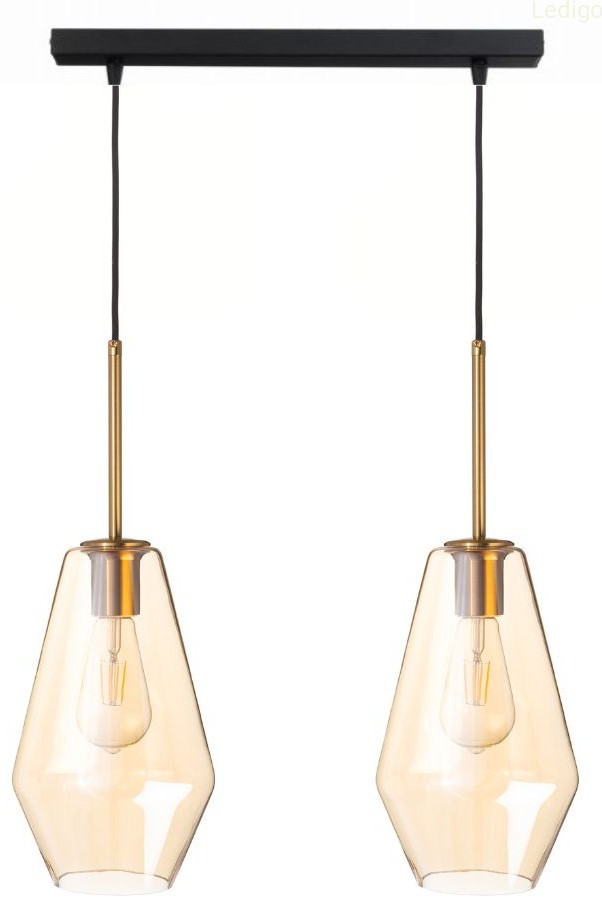 Lampa wisząca na listwie podwójna Paris długa szklana amber.jpg
