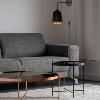 Kinkiet ścienny retro Rustic stożek czarny z kablem 