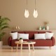 Lampa wisząca podwójna szklana amber Paris slim do salonu, kominka, loft glamour .jpg