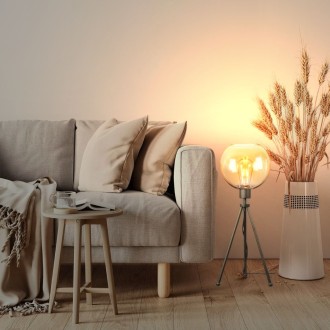 Lampa stojąca czarna NEPTUN Mini z kula amber venus