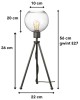 Lampka stołowa nocna Neptun Mini black plus Venus clear 20cm wymiary.jpg