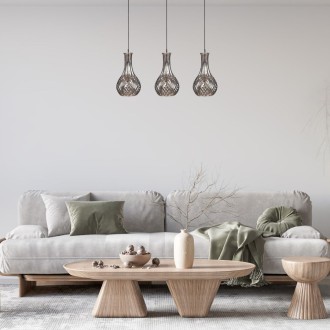 Lampa wisząca listwa potrójna kryształ karafka grafit