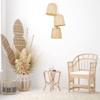 Lampa wisząca biała TRIO bambus TH1C