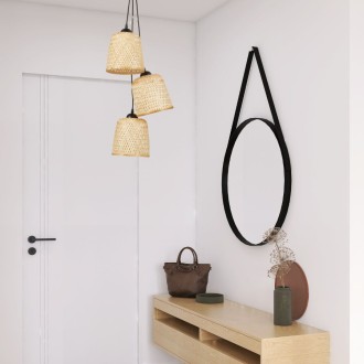 Lampa wisząca czarna TRIO bambus TH1C