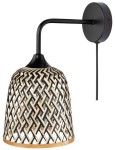 Kinkiet ścienny czarny retro Boho bambus PHU15E z kablem