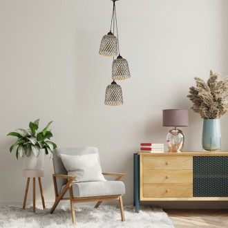 Lampa wisząca czarna TRIO bambus PHU15E