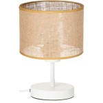 Lampka nocna juta podstawa biała abażur mała