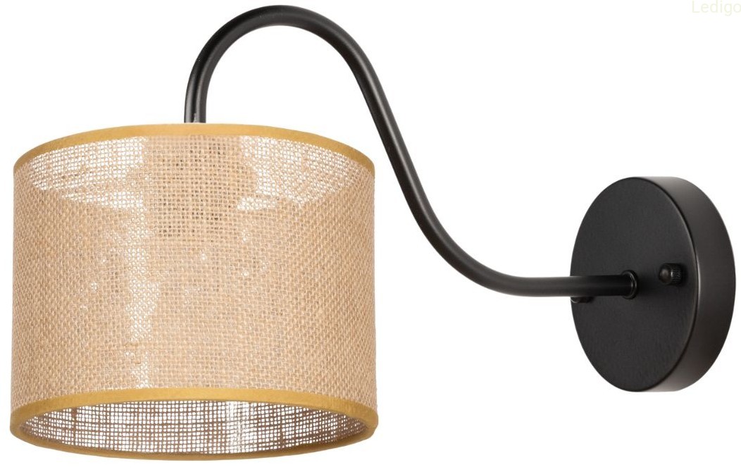 Kinkiet czarny łuk fala plus klosz WSW011.jpg