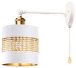 Kinkiet regulowany metalowy Antic Brass biały ażurowy z łańcuszkiem Deluxe 