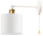 Kinkiet regulowany metalowy Antic Brass biały z łańcuszkiem Deluxe  