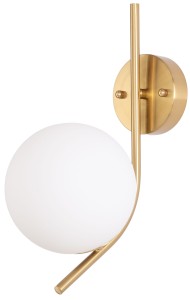 Kinkiet złoty Milano Aurora mleczna kula 