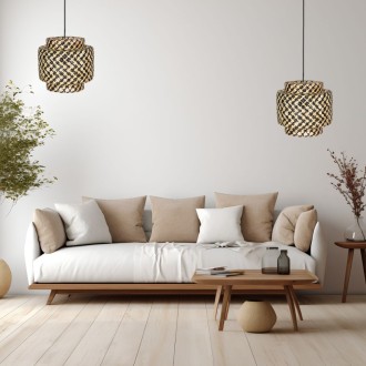 Lampa wisząca BOHO bambusowa dwukolorowa 28cm IKE27BW