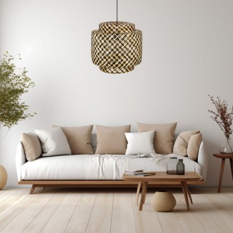 Lampa wisząca BOHO bambusowa dwukolorowa 50cm IKE50BW  