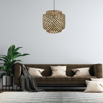 Lampa wisząca BOHO bambusowa dwukolorowa 38cm IKE40BW 