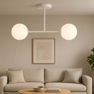 Lampa sufitowa Milano white mat podwójna mleczne kule  EP1C28