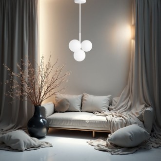 Lampa wisząca biała Milano Bubbles mleczne kule   