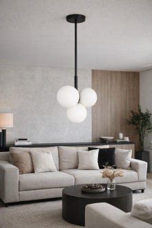 Lampa wisząca czarna Milano Bubbles mleczne kule  