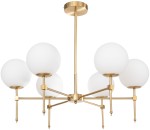 Lampa sufitowa złota Milano 6 kloszy mleczne kule dwuobwodowa