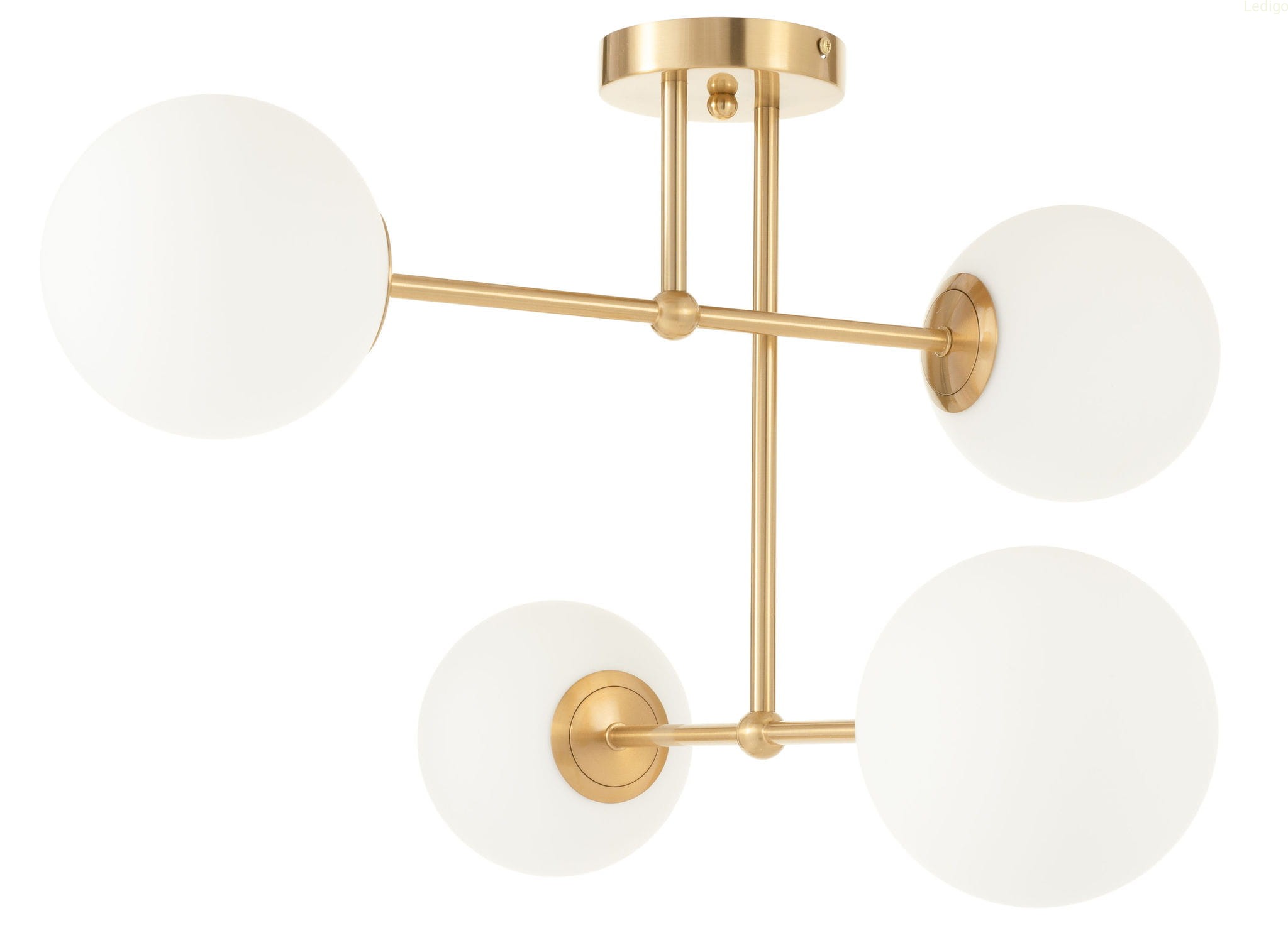 Lampa sufitowa złota Milano Torre 4 klosze mleczne kule