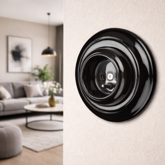 Gniazdo ceramiczne z uziemieniem podtynkowe do ramki czarne NEW