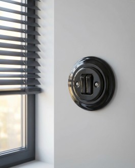 Włącznik podtynkowy ceramiczny żaluzjowy podwójny czarny