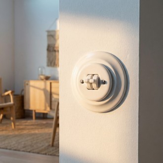 Włącznik podtynkowy ceramiczny dwutorowy podwójny biały